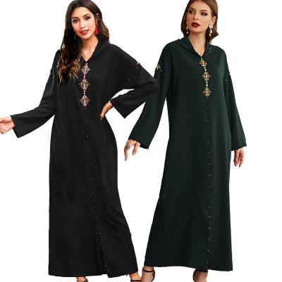 China New Hand-sewn Drill Long Robe Arab Muslim Women's Hooded Clothing S for sale