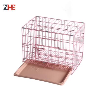 China Breathable Pink Folding Metal Pet Accessories Dog Cage for sale