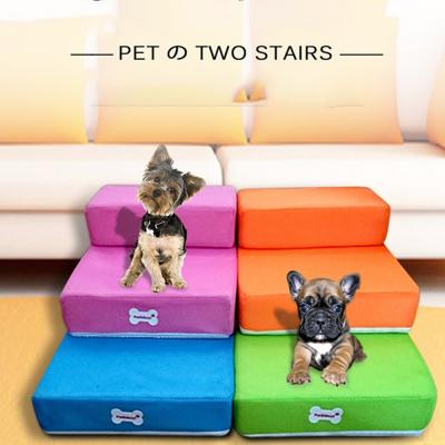 China Sustainable Pet Stairs 2 Step For Cats And Dogs Cloth With Detachable Cover for sale