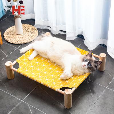 China Breathable Removable Foldable Hammock Raised Wooden Pet Bed for sale