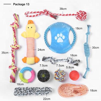 China Custom Viable Cotton Rubber Rope Chew Ball Toy Dog Dog Squeaky Toy Set for sale