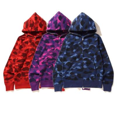 China Anti-pilling Newly streetstyle camouflage design full face zipper custom empty cotton fleece hoodie for promotional for sale