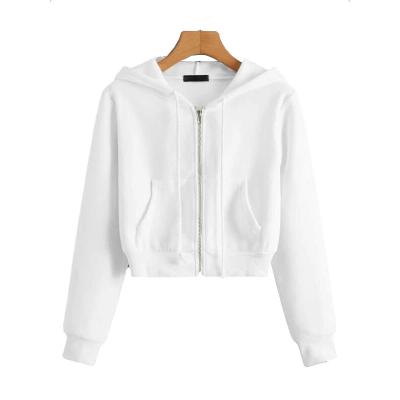 China Kangaroo Pocket Front Drawstring Zipper Top Crop Hoodies Women Cropped Hoodies Good Quality Anti-wrinkle for sale