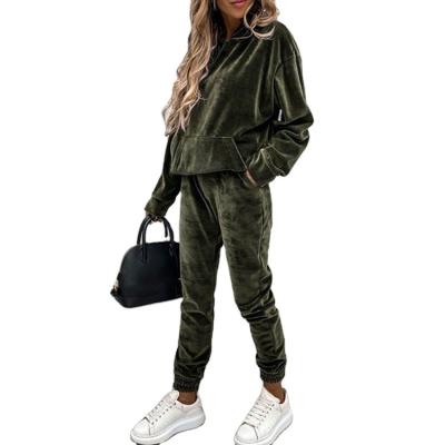 China Newly design 2021 viable promotional custom velor 2 pieces set women sweatsuit for wholesale for sale