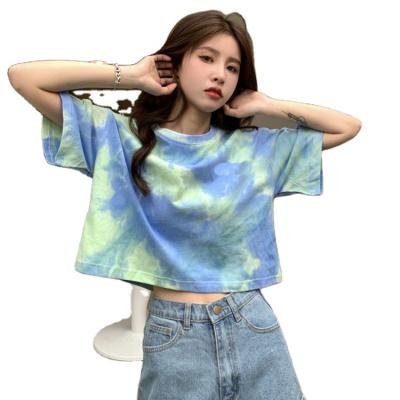 China Wholesale QUICK DRY Tie Dye Crop Newcomer New Arrival Top Apparel Custom Tie Dye T Shirt Women for sale