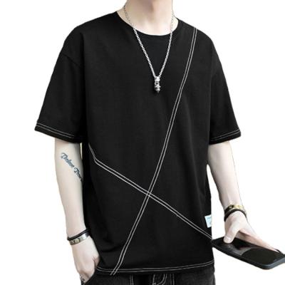 China New Arrival Anti-pilling Custom Design Print Men Cotton Drop Shoulder Plus Size Oversized Black T-shirt for sale