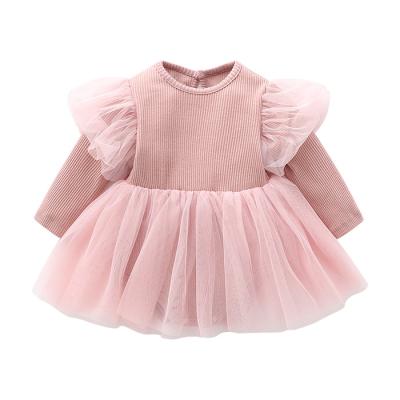 China New Spring And Autumn Yarn Princess Baby Dress Anti-static Elastic Romper 0-12 Months Baby Dresses for sale