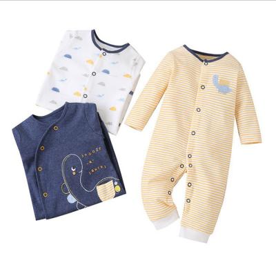 China 2021 Spring New Product 100% Cotton Baby Romper Anti-Shrink Newborn Baby Boy 3 Piece Overalls for sale