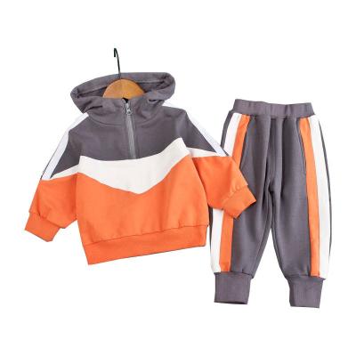 China Wholesale Casual Hooded Boy Spring And Autumn Zipper Kids 2 Pieces Set Long Sleeve Kid Sports Set for sale