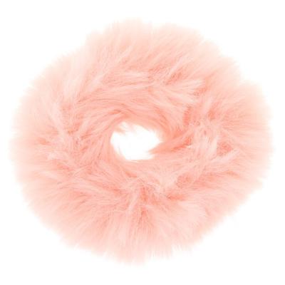 China Hot Selling Lovely Light Pink Fluffy Hair Scrunchies Curl Cute Light Pink Hairy Fluffy Hair Accessories For Women Girls for sale