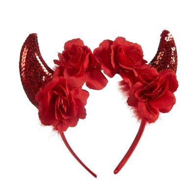 China 2021 New Style Halloween Devil Horns Beautiful Headband High Grade Hair Band For Halloween Party Hair Accessories for sale