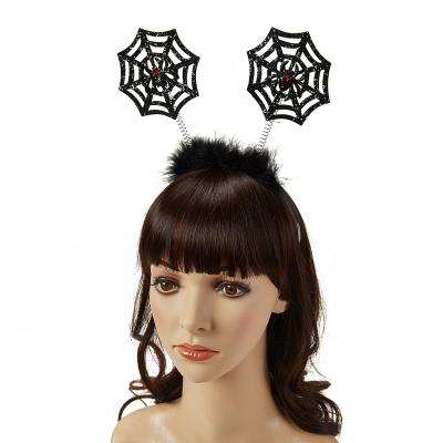 China Hair Accessories Headband 2021 Trend Halloween Party Headband Halloween Black Spiderweb Headband For Kids Adults for sale