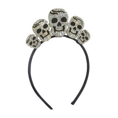 China Beautiful 2021 Fashionable Halloween Party Headband Five Skull Hair Sequins Funny Halloween Hair Accessories for sale