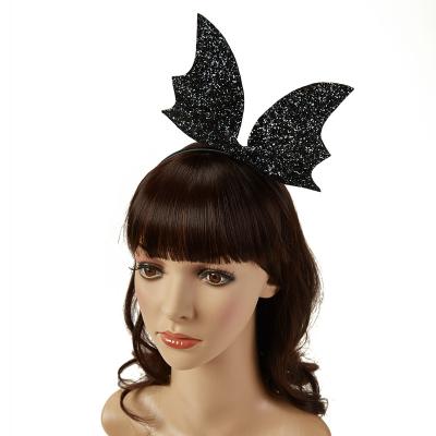 China Beautiful Best Selling Black Halloween Headband Glitter Bat Wings Hair Band Halloween Party Hair Accessories for sale