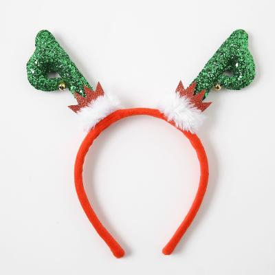 China Lovely Funny Christmas Head Use Luminous Elk Hair Band Reindeer Horn Headband For Christmas Decorative Hair Accessories for sale