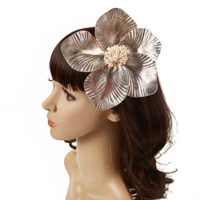 China 2021 new style casual vintage hair decoration party hair accessories girls flower hair barrettes pink gold flower hair clip for sale