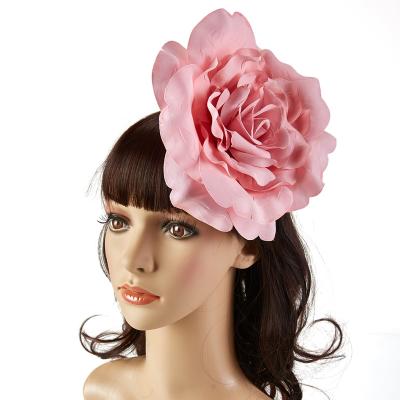 China 2021 Hair Decoration Trend Pink Rose Headdress Gradient Pink Rose Hair Barrettes Sweet Hair Clip For Girls for sale