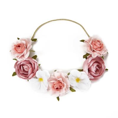 China Hair Accessories Headband Customized Bride Crowns partysu corolla bride makeup tiara soft rose flower crowns and white for weeding party for sale