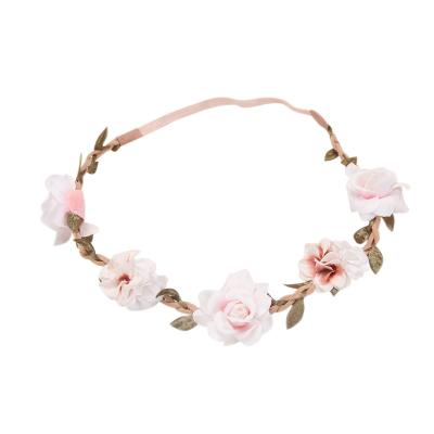 China Bridal Pink Hair Accessories Headband Low Price Gradient Color Flower Garlands Ladies Simulated Floral Flower Crown Wreath For Hair Accessories for sale