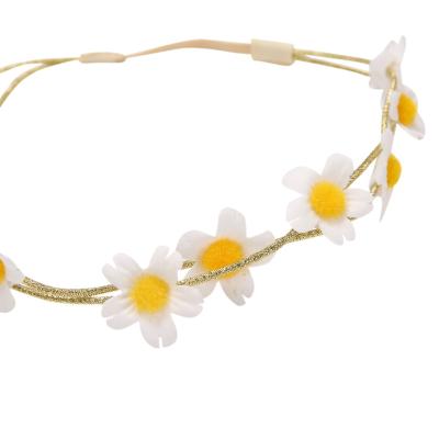 China High Quality Simulated Floral Circle Circle Hair Accessories Bridal Small Daisy Flower Garlands Yellow And White Ladies Flower Wreath For Hair Accessories for sale