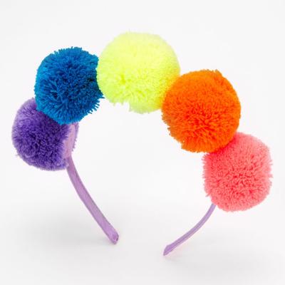 China Fashion Bow Hair Pompom Cute Lovely Women Costume Headband Gifts OEM Outdoor Colorful Furry Popular Decorations for sale