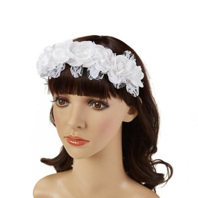 China New Style Soft Female Hair Band White Flower Headbands White Headband for sale