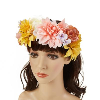 China Soft Natural Princess Headband Floral Crown Flower Headband Factory Supply Hair Band Soft Natural Bridal Fancy Hairbands for sale