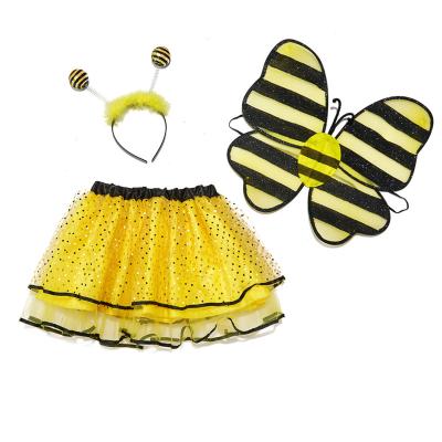 China Factory Beauty Little Girl Costume Supply BEE TUTU Skirt Set Sweet/Lovely Skirts (Wings and Headband) for Girl for sale