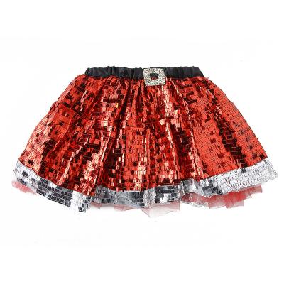 China Modern Design Breathable Tutu Dress Red Square Sequin With Tulle Tutu Skirt For Girls for sale