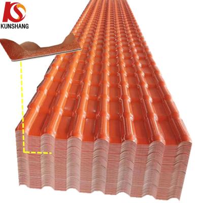 China Brick Red Spanish PVC Roof Tile for Residential Roofing with Sound and Heat Insulation for sale