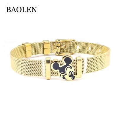 China CLASSIC Adjustable Buckle Mesh Stainless Steel Charm Bracelets for Women Cute Bear Bracelet for sale