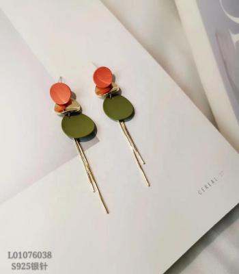 China Wholesale Fashion Geometry Brass Earring with S925 Needle Prevent Allergy and Carrot Green Color Ear Decoration Accessory Ornament for sale