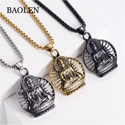 China Hiphop Featured Amitabha Buddhist Geometric Religious Series, Bodhisattva Guanyin Stainless Steel Pendant for sale