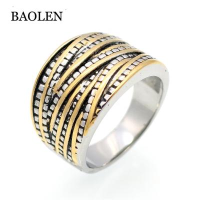 China Retro CLASSIC Fashionable Colorful Korean Jewelry Stainless Steel Rope Twist Wave Ring Ladies Jewelry Ring Wholesale for sale