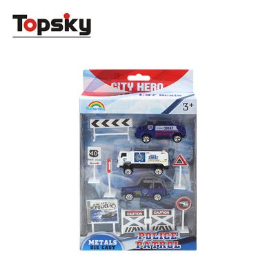 China 1:87 Diecast Toy Metal Car Diecast Police Toys Playset Metal Space Flight Toy With Road Signs And Accessories for sale