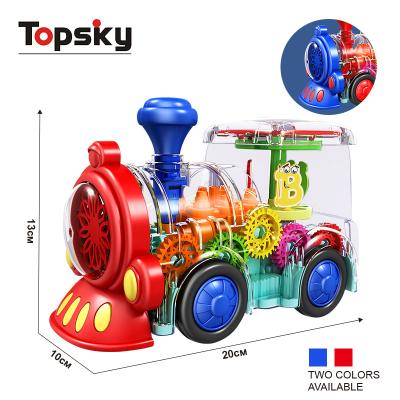 China Light Music Electric Colorful Magic Electric Speed ​​Transparent Train With Lights And Music 2 Colors Children Car Toy for sale