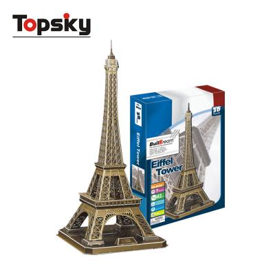 China Famous Eiffel Tower Model Paper Jigsaw DIY TOY World Building 3d Puzzle Educational Game for sale