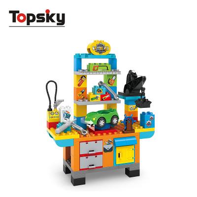 China DIY TOY Multifunctional education playing kids building block table 92pcs diy tool table for sale