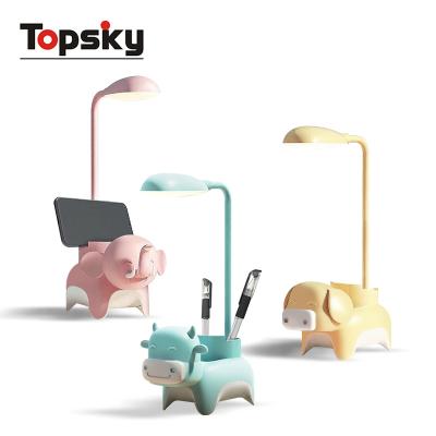 China Modern LED Eye Care Table Lamps Work Desk Light Dimmable Lamp With Left USB Cartoon Pig Toy Fill Smart Light for sale