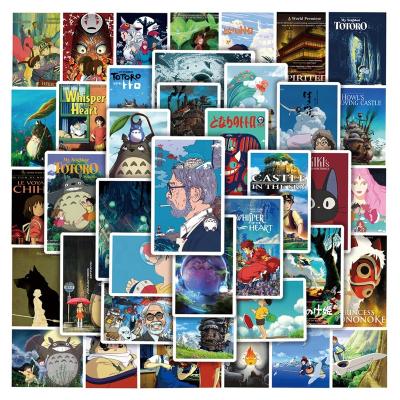 China 50Pcs Hayao Miyazaki Anime Waterproof Sticker Graffiti Collection Poster Paper Decorative Decals No Repeat Cute Cartoon Stickers for sale