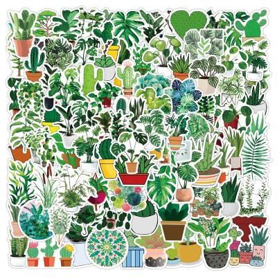 China 100Pcs Decorative Sticker INS Green Plant Fresh Scrapbooking Stickers For Student Home Fridge Table Luggage Decor Washi Stickers for sale