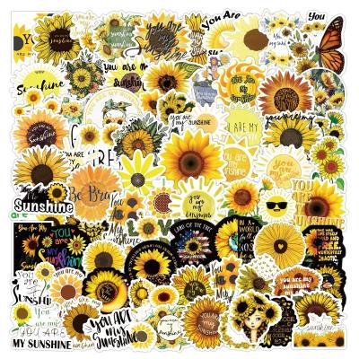 China 100Pcs Cool Decorative Sticker Ins Sunflower Stickers For Girl Scrapbook Notebook Diary Luggage Laptop Paper Decals Flower Stickers for sale