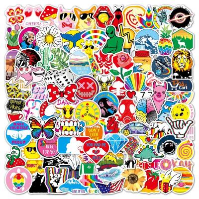 China Colorful Cool Cartoon Sticker 100Pcs Ins Fashion Luggage Stickers For Girl Diy Notebook Album Luggage Phone Decorative Sticker for sale