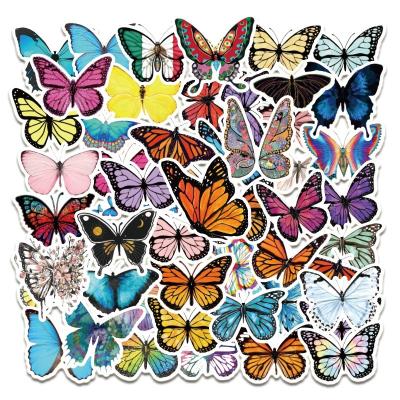 China 50Pcs Beautiful Sticker Decorative Colorful Butterfly Sticker For Girl Student Scrapbook Notebook Diary Cool Graffiti Stickers for sale