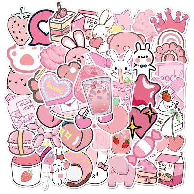 China 50Pcs Decorative Cute Sticker Cartoon Rose Stickers For Student Girl Notebook Bottle Luggage Laptop Diy Vsco Decorative Cool Stickers for sale