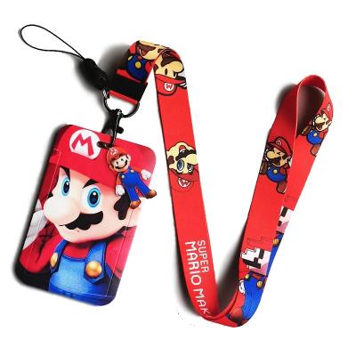 China Classic Japan Style Game Mario Super Series Lanyard Card Cover For Promotion Gift Student Children Bus School Credit Card Holders for sale