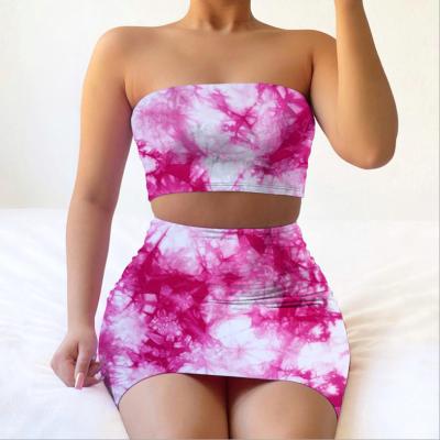 China Plus Size bodycon dress sexy summer tie dye mini dress two peice set for sale