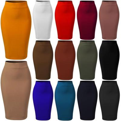 China Fashion Women Anti-Static Bodycon Wrap Skirts England Style Solid Color Office Lady Classic Elegant Tight Knee-Length Pencil Skirts Casual for sale