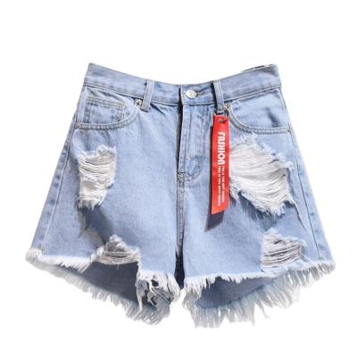 China Plus Size Women's Denim Shorts Classic Blue High Waist Wide Leg Vintage Summer Ladies Casual Women Jeans Shorts Denim Pants for sale