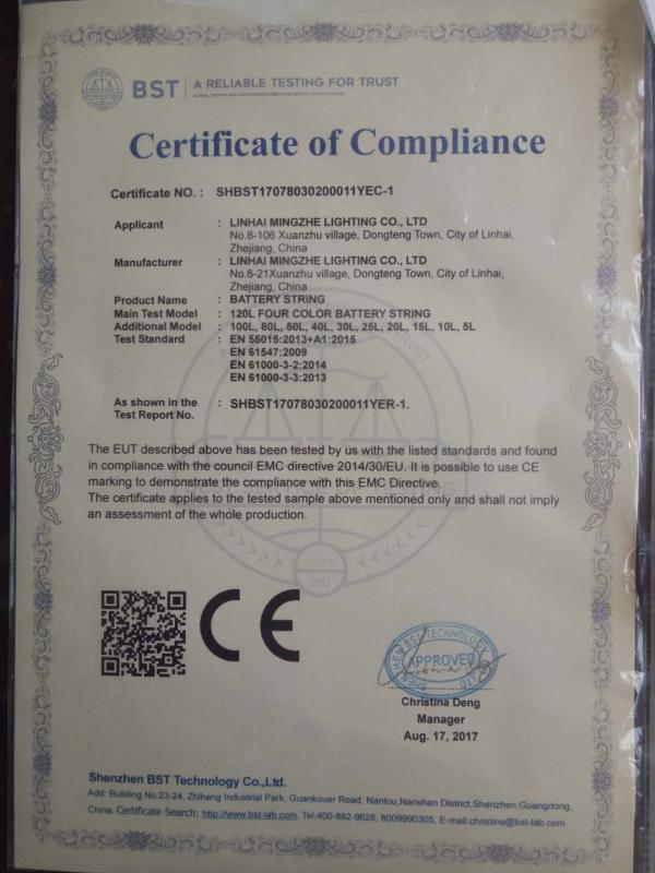 CE - Linhai Mingzhe Lighting Co., Ltd.